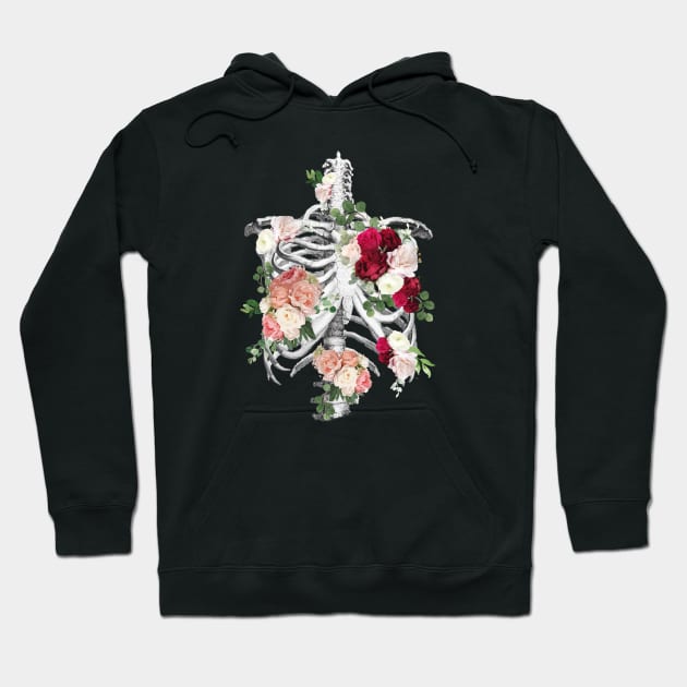Rib Cage Floral 6 Hoodie by Collagedream